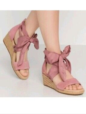 UGG Pink Dawn Trina Espadrille Lace Up Wedge Sandals